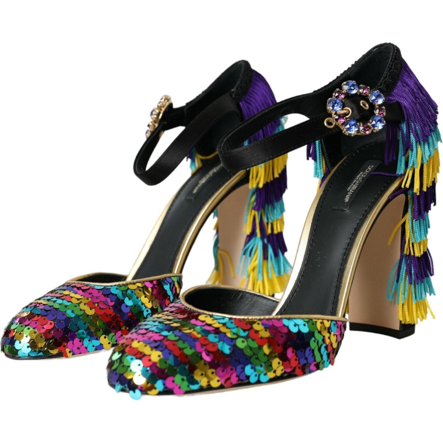 Dolce & Gabbana Multicolor Sequin Crystal Mary Jane Shoes LA10607-40