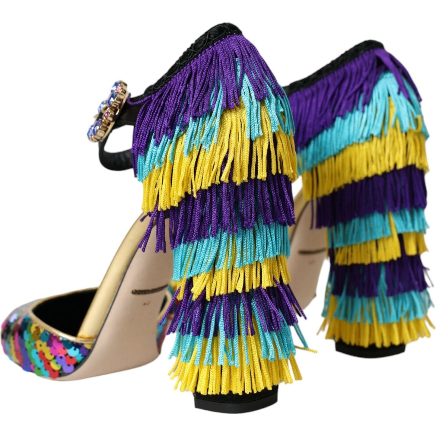 Dolce & Gabbana Multicolor Sequin Crystal Mary Jane Shoes LA10607-40