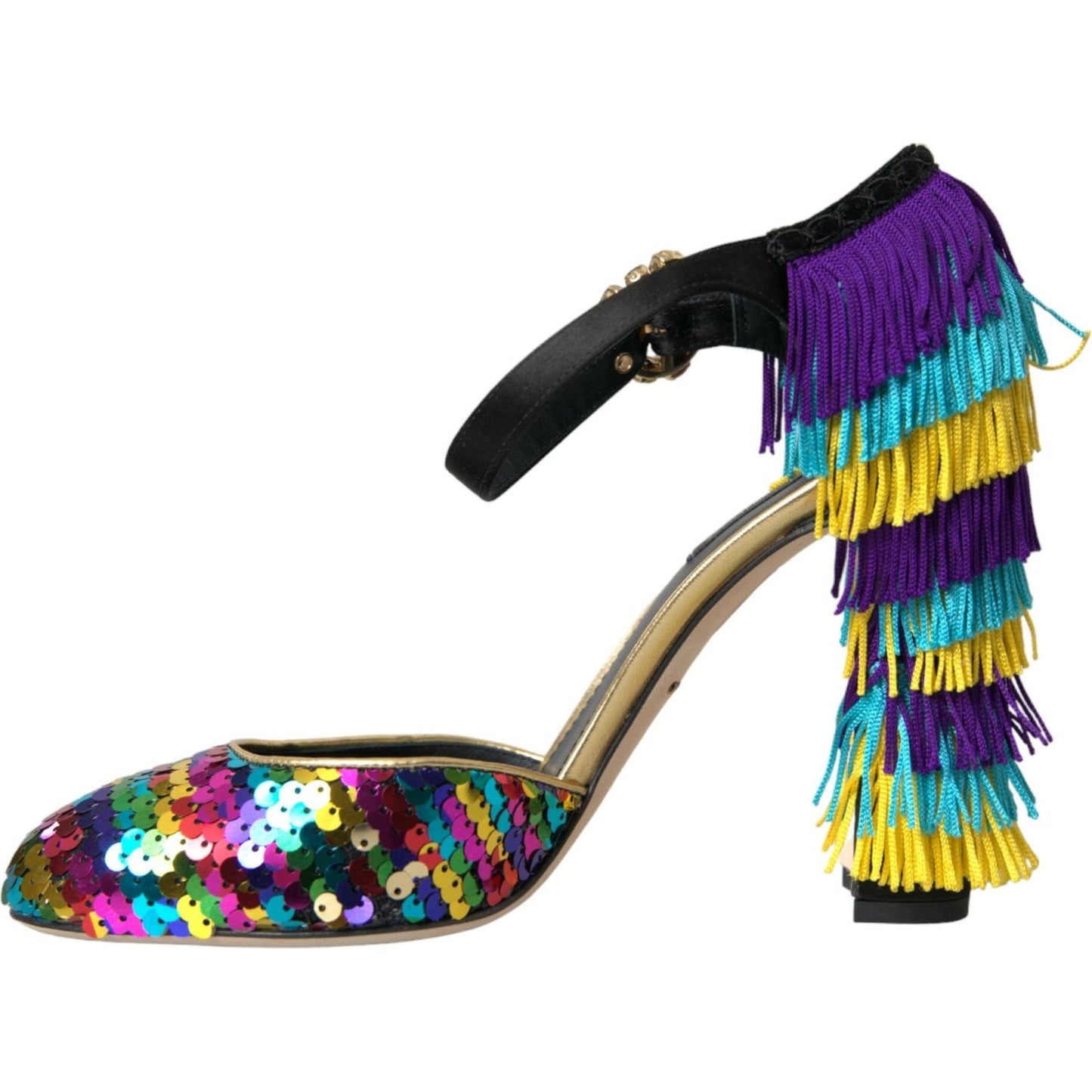 Dolce & Gabbana Multicolor Sequin Crystal Mary Jane Shoes LA10607-40