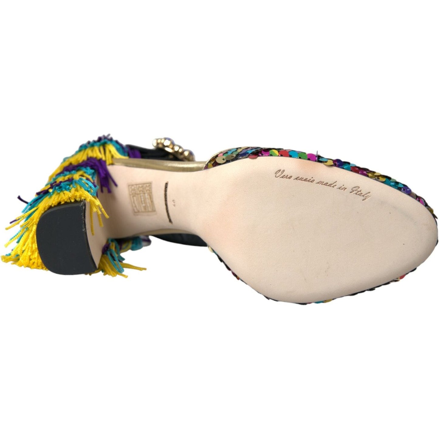 Dolce & Gabbana Multicolor Sequin Crystal Mary Jane Shoes LA10607-40
