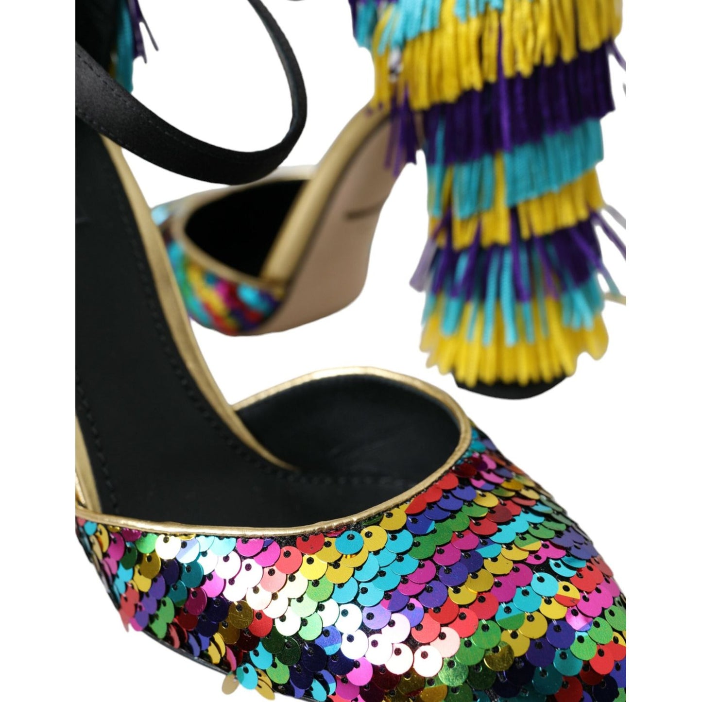 Dolce & Gabbana Multicolor Sequin Crystal Mary Jane Shoes LA10607-40