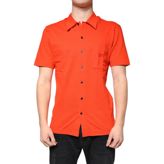 Dolce & Gabbana Orange Cotton Button Down Casual Polo Shirt 1728,67345645728,Dolce & Gabbana,IT44 | XS,IT46 | S,IT48 | M,IT50 | L,Material: 100% Cotton,Men,New with tags,Orange,Shirts - Men - Clothing Dolce & Gabbana TSH84559-44