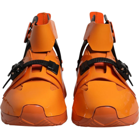 Dolce & Gabbana Orange Multi Panel Chunky High Top Sneakers Shoes 1728,67345645728,Dolce & Gabbana,EU44/US11,Material: 60% PVC 40% Calfskin Leather,Men,Men - Shoes,New with tags,Orange,Shoes,Sneakers - Men - Shoes Dolce & Gabbana MV6563-44