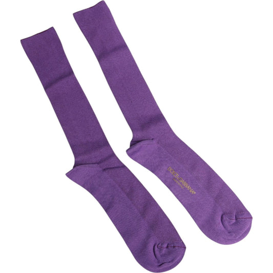 Dolce & Gabbana Purple Cotton Logo Over The Calf Socks 1728,67345645728,Accessories,Dolce & Gabbana,L,Material: 100% Cotton,Men,Men - Accessories,New with tags,Purple,Socks - Men - Accessories Dolce & Gabbana SCS2243-L