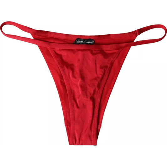Dolce & Gabbana Red Nylon Stretch Beachwear Swimwear Bottom Bikini 1728,67345645728,Dolce & Gabbana,IT3 | M,Material: 80% Nylon 20% Elastane,New with tags,Red,Swimwear - Women - Clothing,Women Dolce & Gabbana BIK1810-3