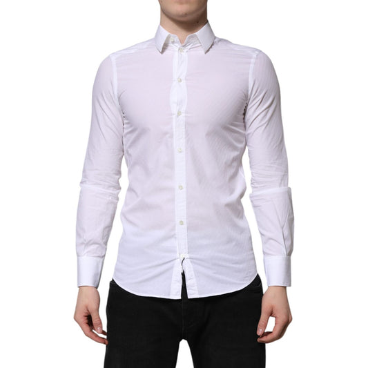 Dolce & Gabbana White Cotton MARTINI Long Sleeve Dress Shirt 1728,67345645728,Clothing,Dolce & Gabbana,IT37 | XS,Material: 100% Cotton,Men,Men - Clothing,Preowned / Defect,Shirts - Men - Clothing,White Dolce & Gabbana TSH906895-37