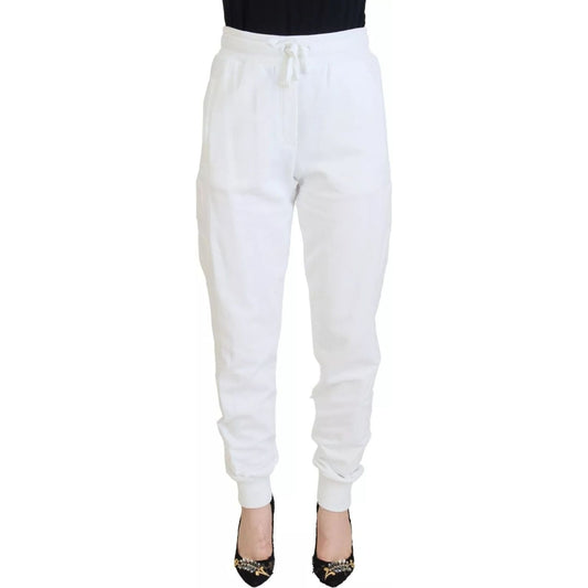 Dolce & Gabbana White Cotton Women Sweatpants Trouser Pants 1728,67345645728,Dolce & Gabbana,IT40|S,Jeans & Pants - Women - Clothing,Preowned / Defect,White,Women Dolce & Gabbana PAN74031-40