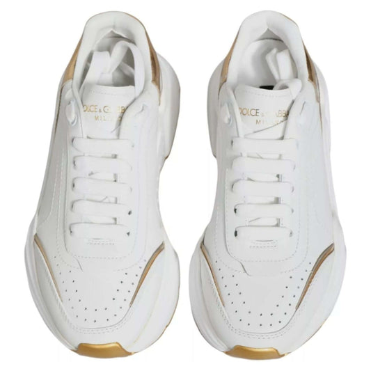 Dolce & Gabbana White Gold Daymaster Low Top Sneakers Shoes 1728,67345645728,Dolce & Gabbana,EU41/US10.5,Material: 83% Calf Leather 10% PU 7% Polyester,Preowned / Defect,Sneakers - Women - Shoes,White,Women Dolce & Gabbana LA11770#5-41