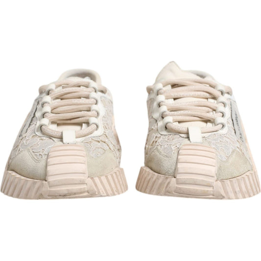 Dolce & Gabbana White Lace NS1 Low Top Sneaker Sports Shoes 1728,67345645728,Dolce & Gabbana,EU38/US7.5,Material: 43% Nylon 21% Leather 20% Viscose 10% Acrylic 5% Cotton 1% PVC,Preowned / Defect,Sneakers - Women - Shoes,White,Women Dolce & Gabbana LA12355