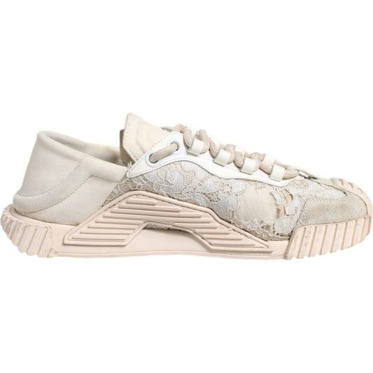 Dolce & Gabbana White Lace NS1 Low Top Sneaker Sports Shoes 1728,67345645728,Dolce & Gabbana,EU38/US7.5,Material: 43% Nylon 21% Leather 20% Viscose 10% Acrylic 5% Cotton 1% PVC,Preowned / Defect,Sneakers - Women - Shoes,White,Women Dolce & Gabbana LA12355