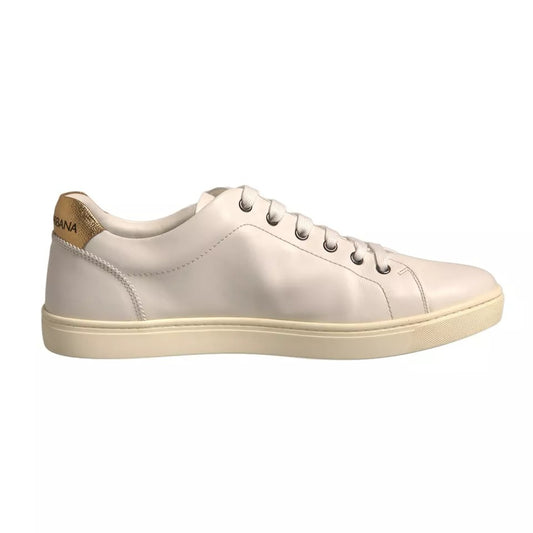 Dolce & Gabbana White Leather Heart Embellished Sneakers Shoes 1728,67345645728,Dolce & Gabbana,EU 41 | US 8,Material: 100% Calf Leather,Men,Preowned / Defect,Sneakers - Men - Shoes,White Dolce & Gabbana MV6815-41