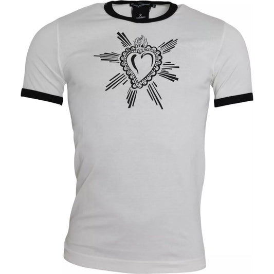Dolce & Gabbana White Sacred Heart Short Sleeve Men T-shirt 1728,67345645728,Dolce & Gabbana,IT44 | XS,Men,Preowned / Defect,T-Shirts - Men - Clothing,White Dolce & Gabbana TSH85146-44