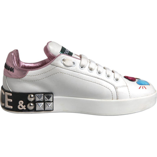 Dolce & Gabbana White Sequined Crystal Low Top Sneakers Shoes 1728,67345645728,Dolce & Gabbana,EU35/US4.5,Material: 100% Calf Leather,Preowned / Defect,Sneakers - Women - Shoes,White,Women Dolce & Gabbana LA12308-35