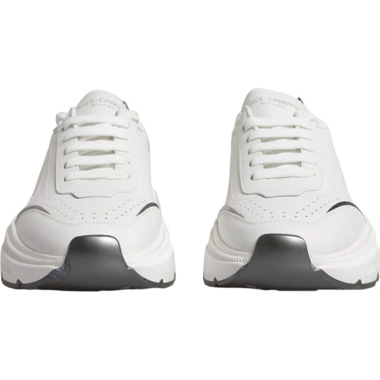 Dolce & Gabbana White Silver DAYMASTER Leather Sneakers Shoes 1728,67345645728,Dolce & Gabbana,EU44/US11,Material: 83% Calf Leather 10% PU 7% Polyester,Men,Preowned / Defect,Sneakers - Men - Shoes,White Dolce & Gabbana MV1433#1-44
