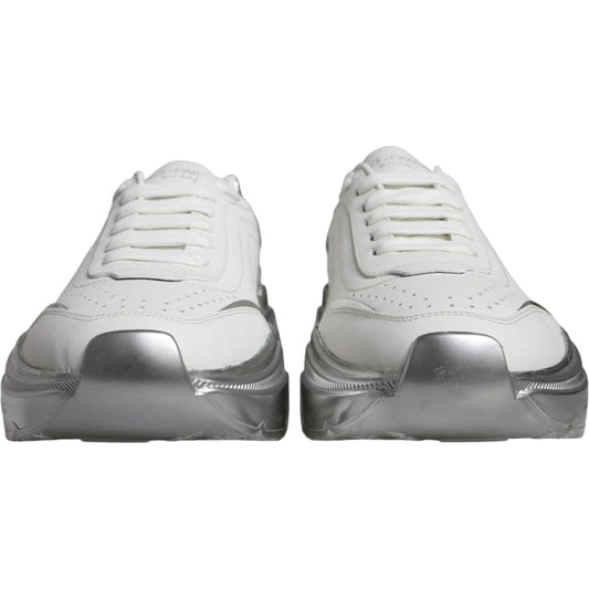 Dolce & Gabbana White Silver Daymaster Low Top Sneakers Shoes 1728,67345645728,Dolce & Gabbana,EU40.5/US7.5,Material: 90% Calfskin Leather 6% PU 4% Polyester,Men,Preowned / Defect,Sneakers - Men - Shoes,White Dolce & Gabbana MV5095#2- 40.5