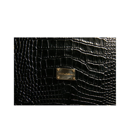 Dolce & Gabbana Elegant Black Leather Logo Plaque Holder Catalogue Case