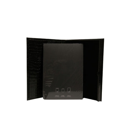 Dolce & Gabbana Elegant Black Leather Logo Plaque Holder Catalogue Case