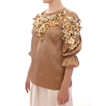 Dolce & Gabbana Gold SPECIAL Piece Runway Crystal Blouse