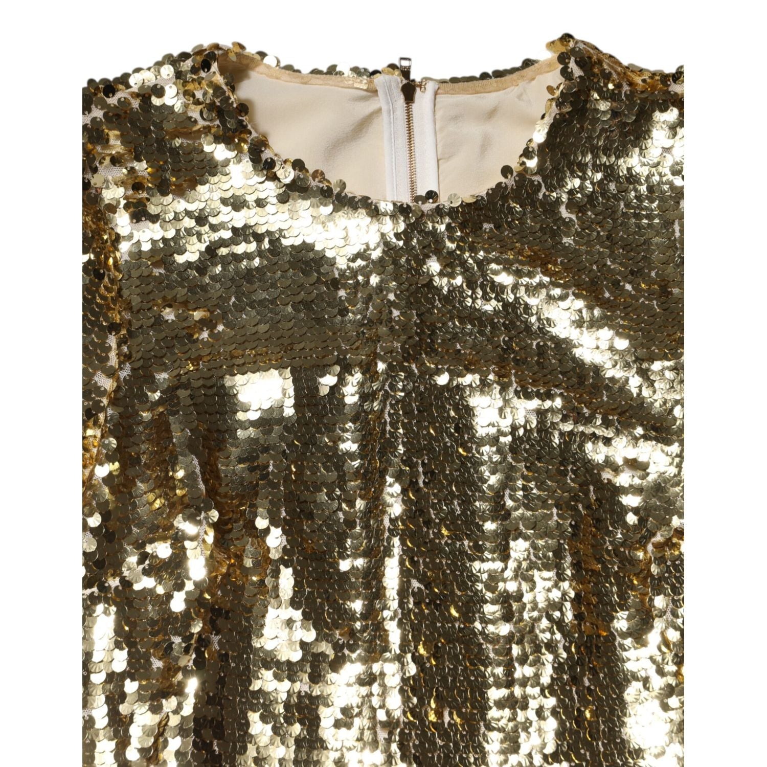 Dolce & Gabbana Gold Sequin Long Sleeve Mini Dress