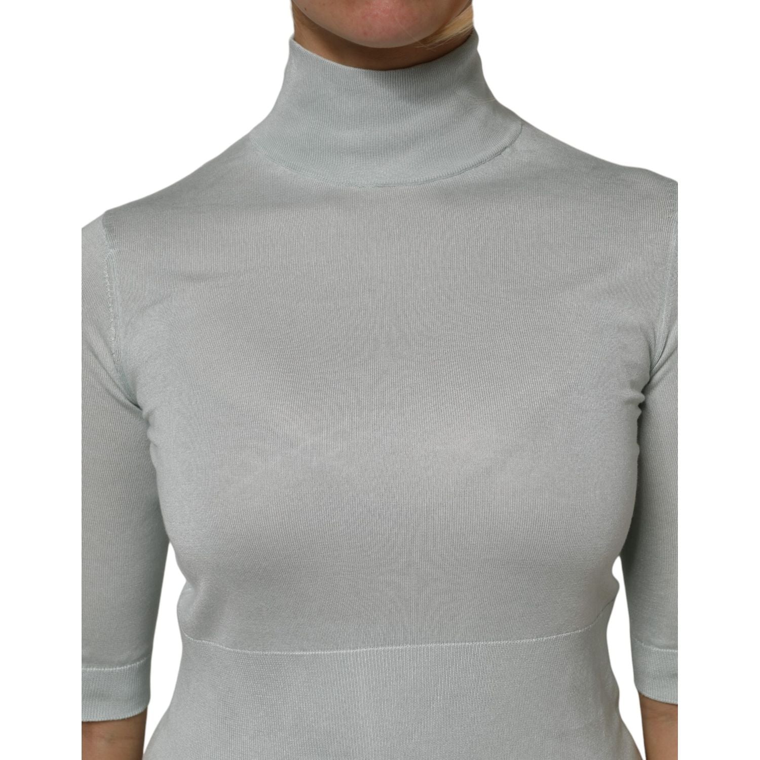 Dolce & Gabbana Gray Turtle Neck 3/4 Sleeves Pullover Top
