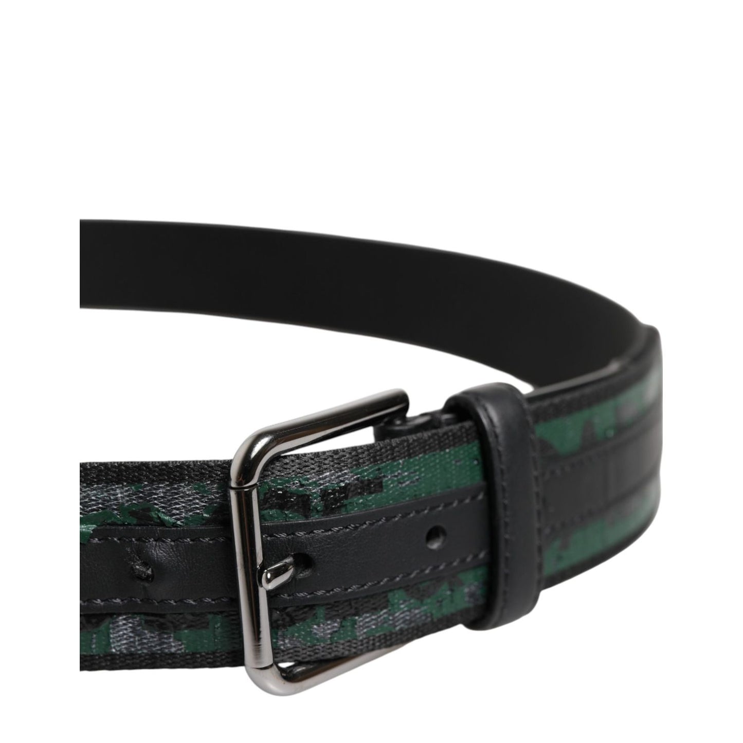 Dolce & Gabbana Green Black Polyester DG Logo Buckle Belt