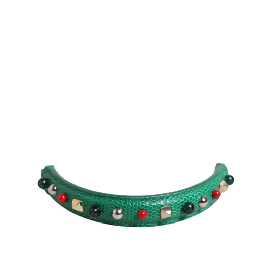 Dolce & Gabbana Green Embellished Leather Bag Handle Women Shoulder Strap accessory, decorated with colorful gems, 100% calf leather.