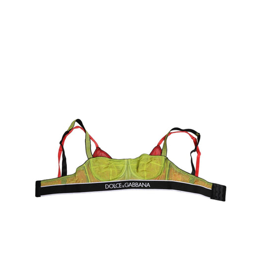 Dolce & Gabbana Green Nylon Soft Cup Balconnet Bra Underwear with hook closure, featuring logo details, made in Italy.