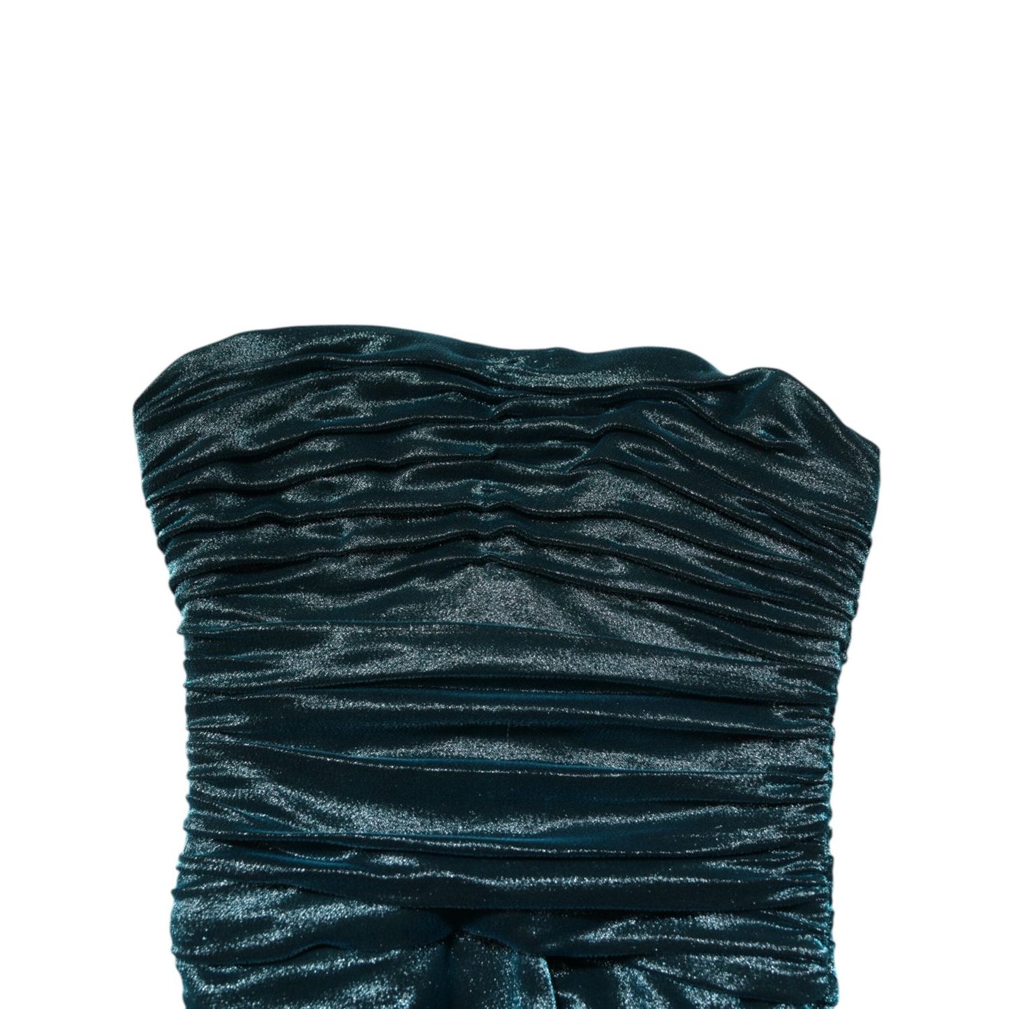 Dolce & Gabbana Green Silk Satin Fitted Strapless Dress