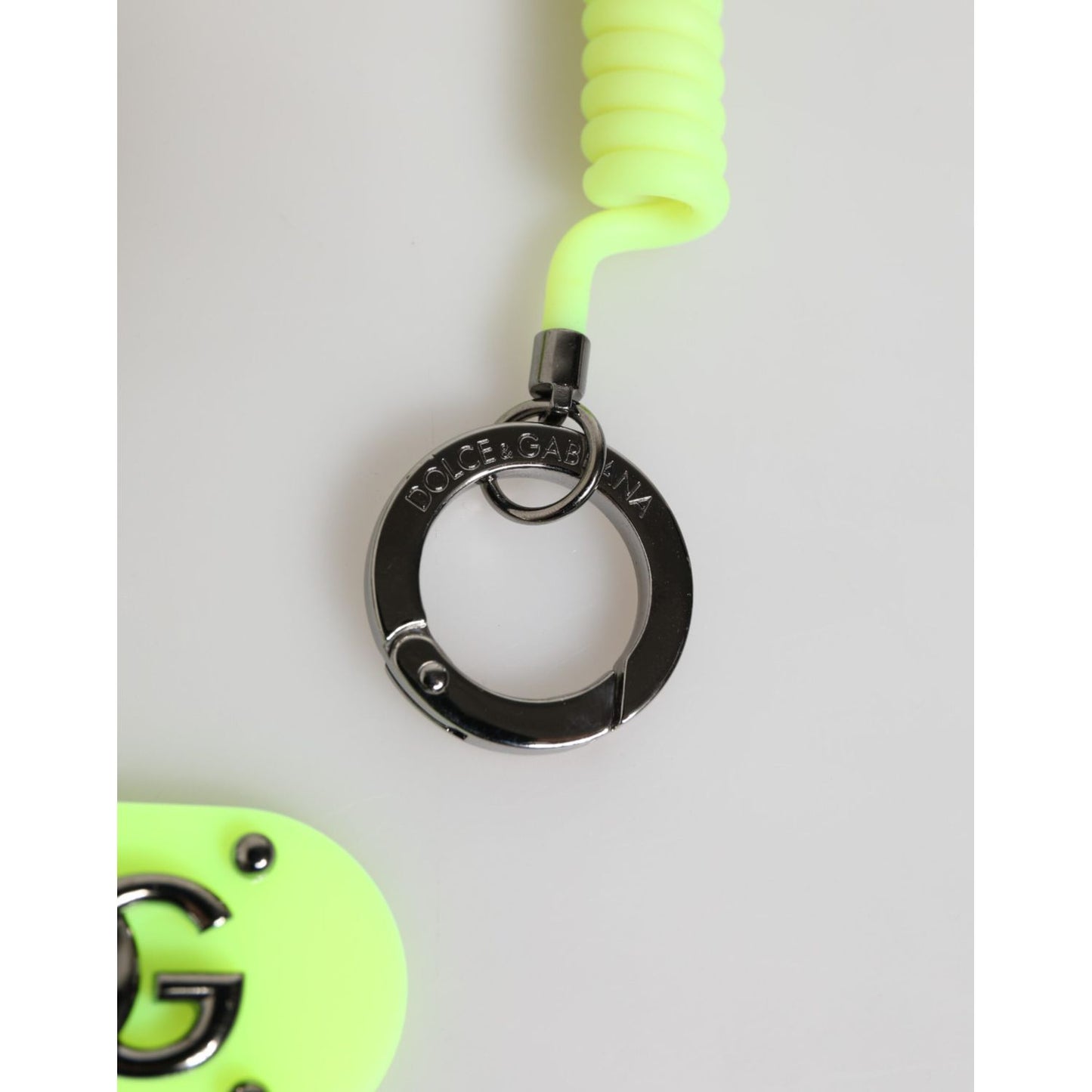 Dolce & Gabbana Green Springy Key Holder DG Logo Men's Keychain Keyring