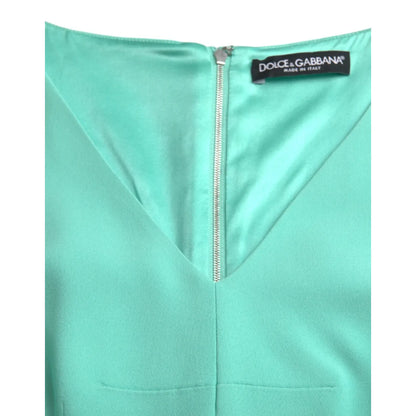 Dolce & Gabbana Green Viscose Sleeveless Sheath Midi Dress