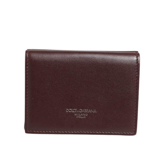 Dolce & Gabbana Leather Embossed Logo Trifold Men Card Holder Dark Brown SMY11271