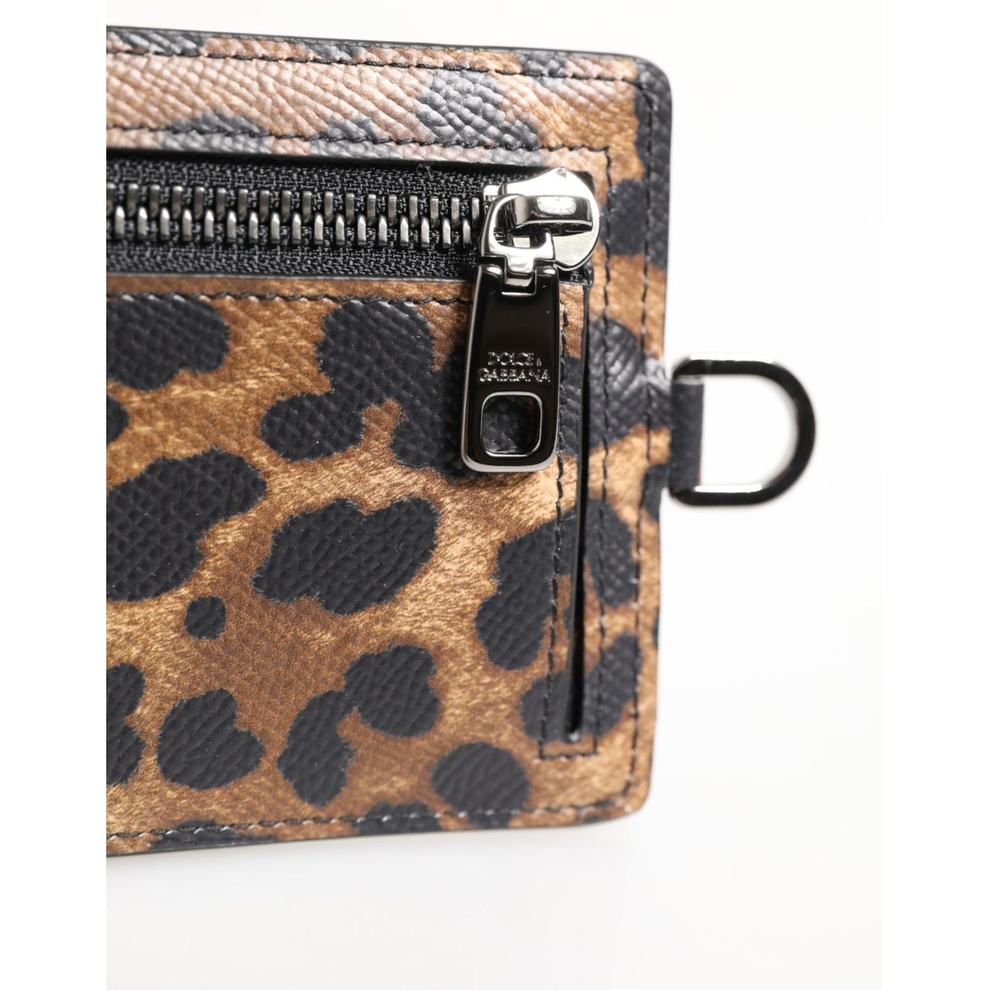 Dolce & Gabbana Leopard Print Leather Embossed Lanyard Card Holder Wallet