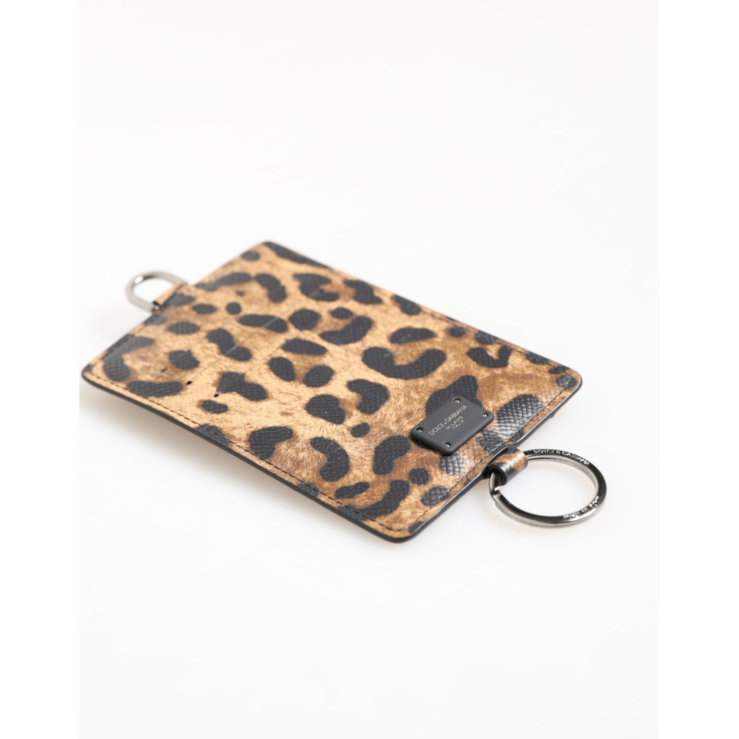 Dolce & Gabbana Leopard Print Leather Embossed Lanyard Card Holder Wallet