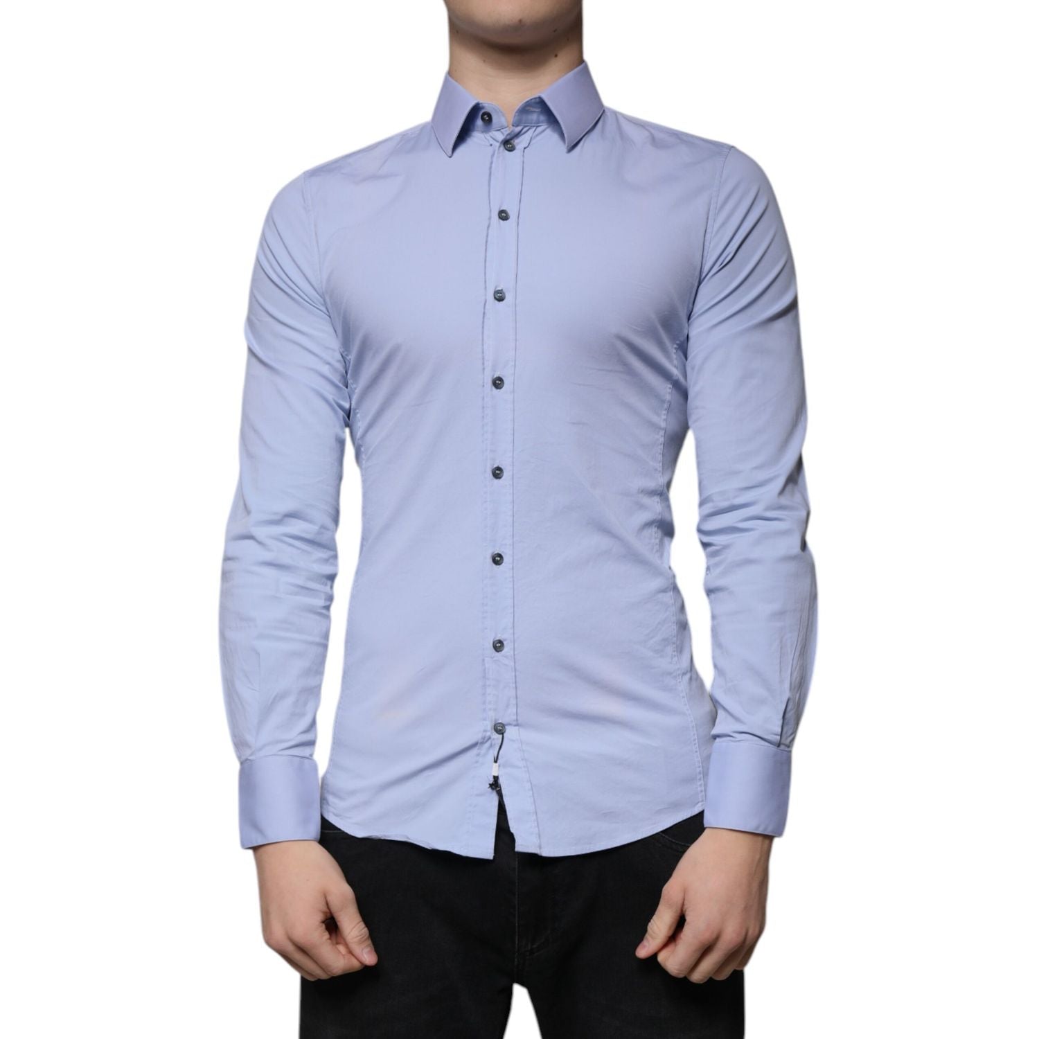 Dolce & Gabbana Light Blue Cotton Slim Fit SICILIA Dress Shirt