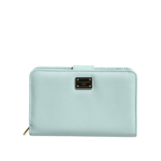 Dolce & Gabbana Mint Green Leather Bifold Continental Clutch Wallet
