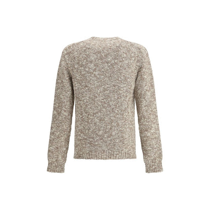Back view of Dolce & Gabbana Multicolor Fleece Wool Sweatshirt showcasing high-quality wool and ribbed trim detailing for timeless elegance.