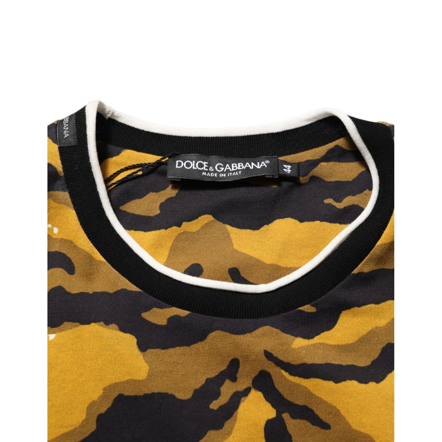 Dolce & Gabbana Multicolor Leopard Palm Leaf Men Crew Neck T-shirt