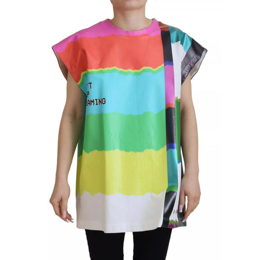 Dolce & Gabbana Multicolor Print Blouse Cotton Tank TV Print T-shirt TSH83240-36