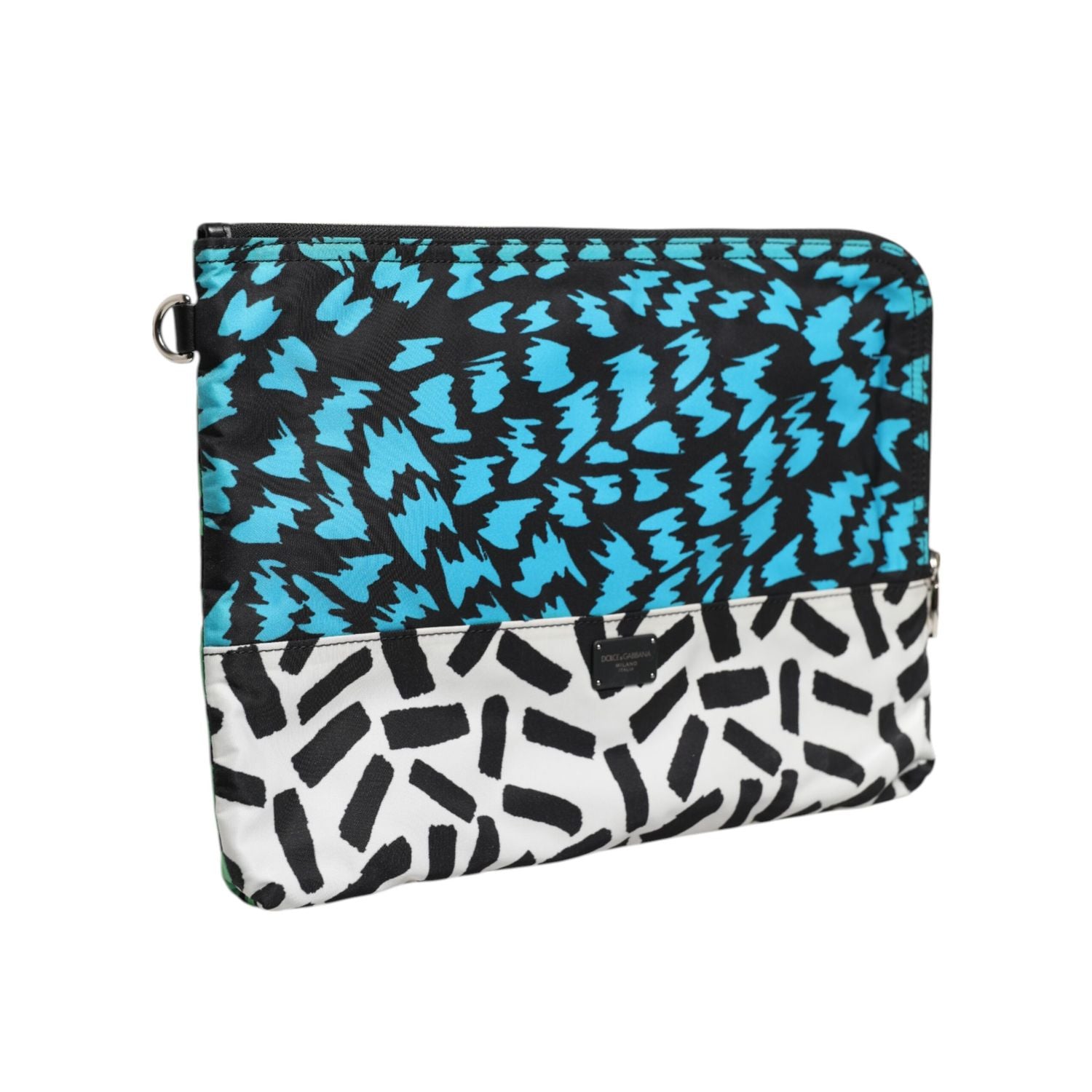 Dolce & Gabbana Multicolor Printed Nylon Logo Plaque Men Clutch Pouch Bag