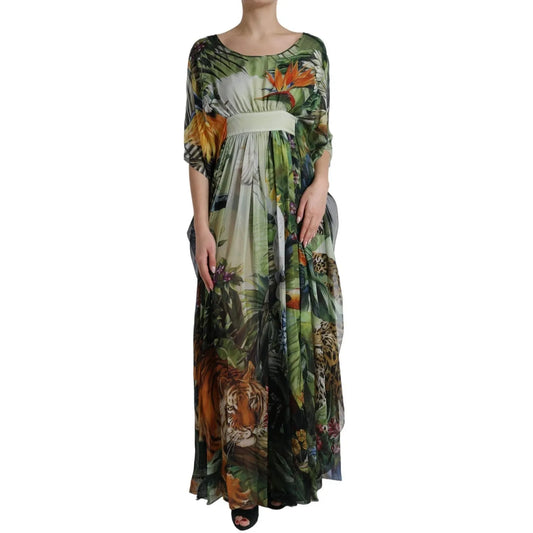 Dolce & Gabbana Multicolor Silk Jungle Print Women Maxi Dress DR281100-36