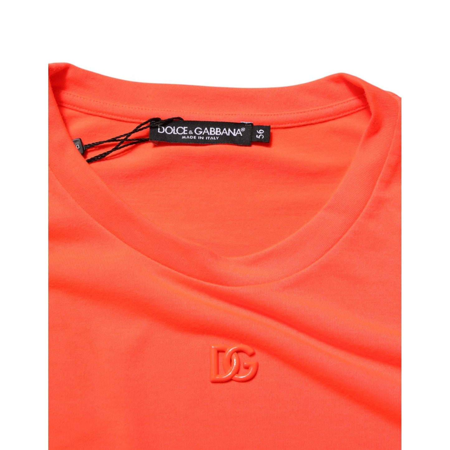 Dolce & Gabbana Neon Orange Polyester Men Crew Neck T-shirt