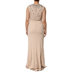 Back view of Dolce & Gabbana Nude Ecru Beaded Crystal Embellished Dress with elegant detailing.