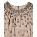 Dolce & Gabbana Nude Ecru Beaded Crystal Embellished Dress with intricate beading and sparkling crystals on neckline and bodice.