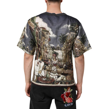 Dolce & Gabbana Palermo Jazz Club Linen Crew Neck Men T-shirt