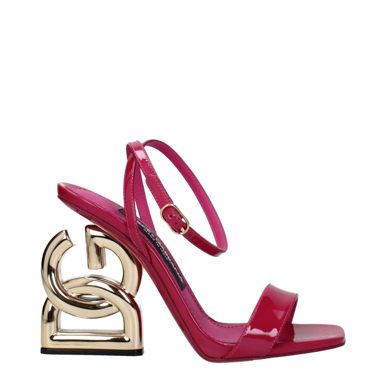 Dolce & Gabbana Pink Leather Stiletto Heel Sandals