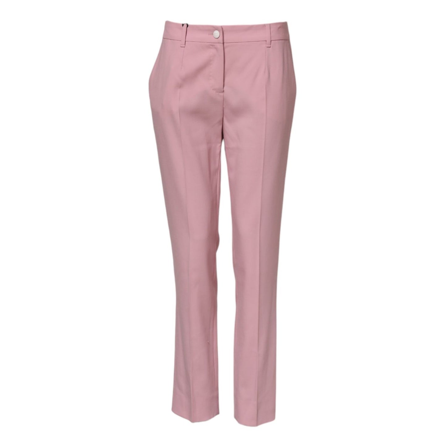 Dolce & Gabbana Pink Wool Mid Waist Tapered Pants