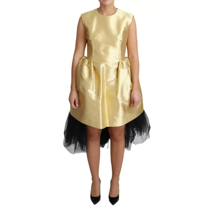 Dolce & Gabbana Polyester Gold Sleeveless A-line Tulle Dress