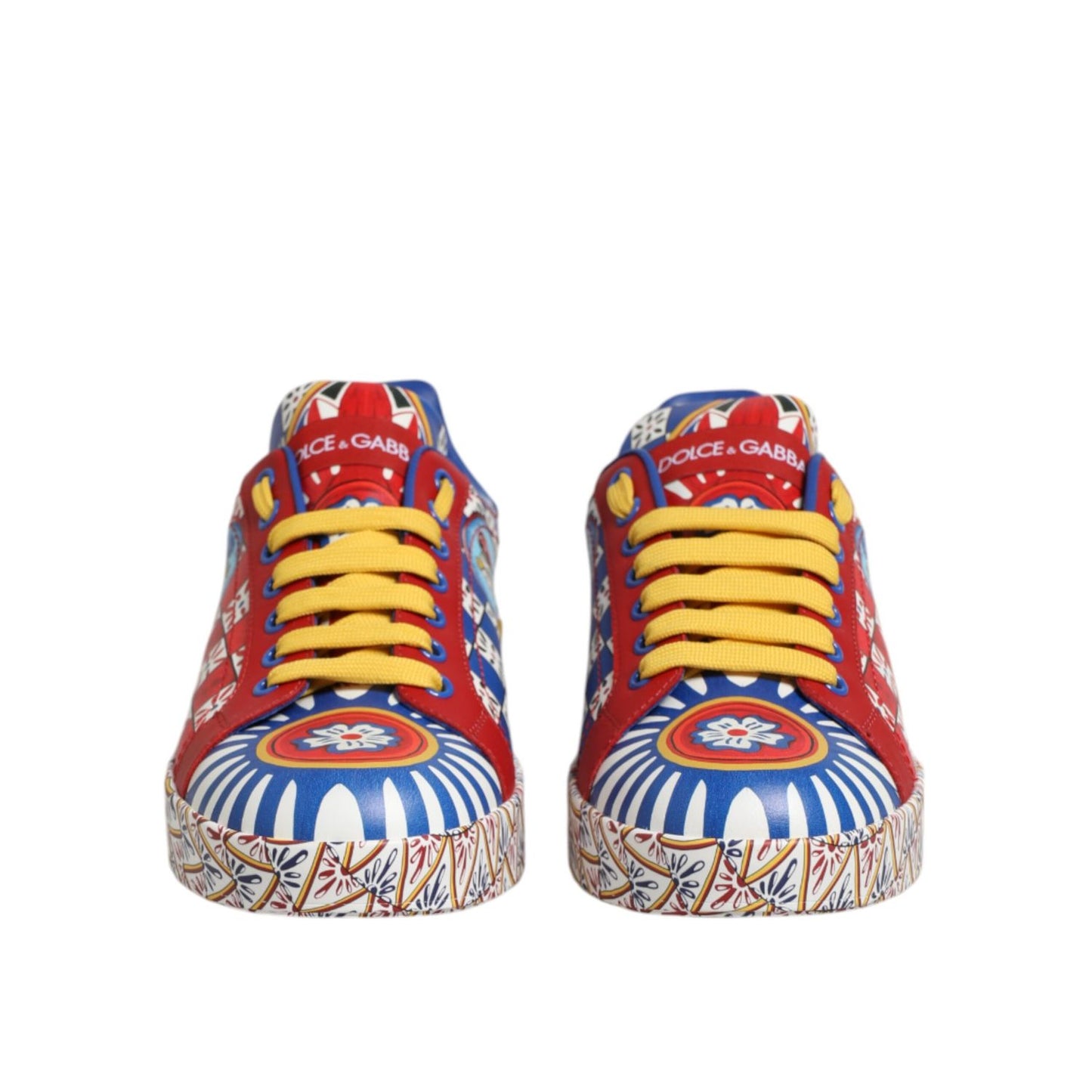Dolce & Gabbana Portofino Carretto Printed Leather Sneakers Shoes