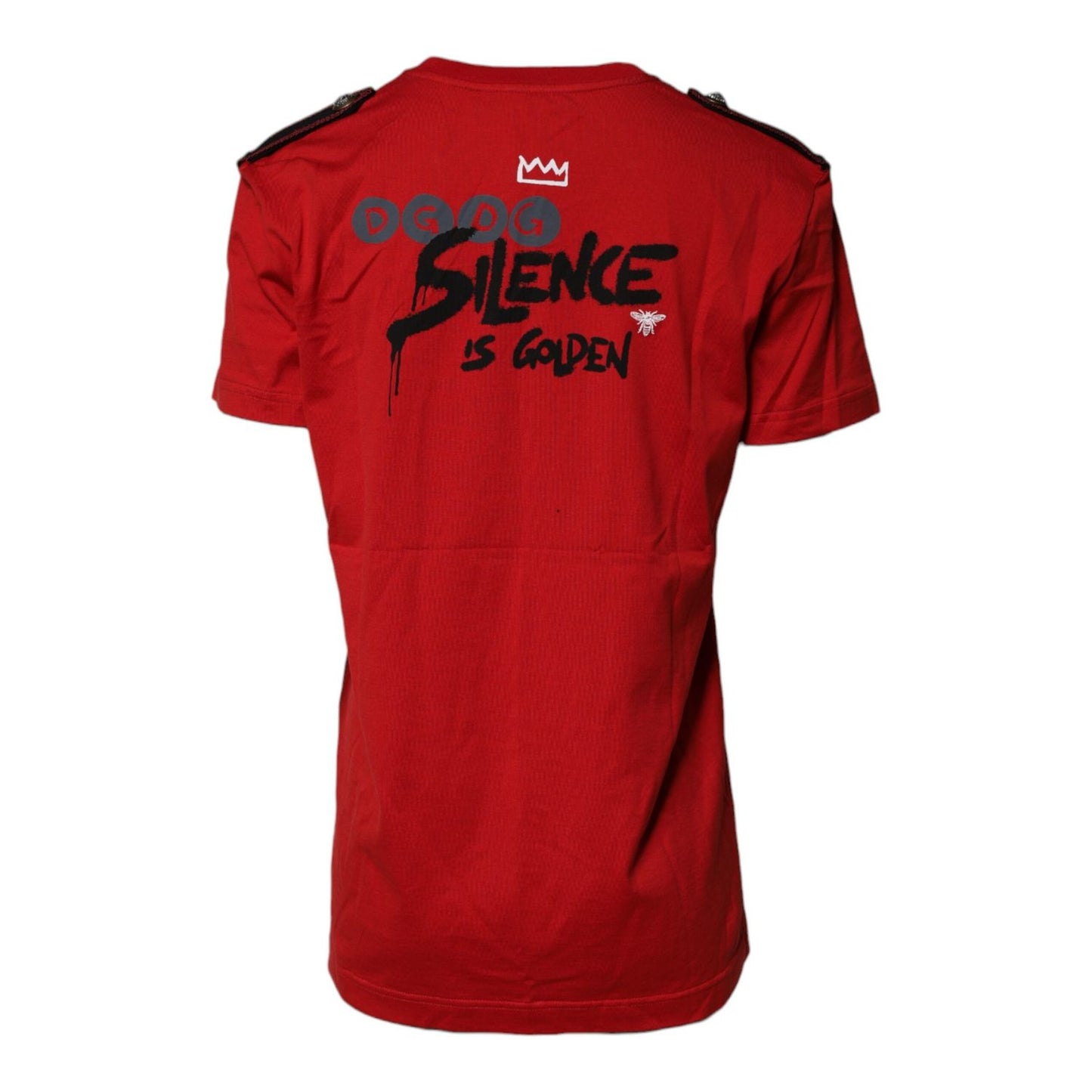 Dolce & Gabbana Red Cotton Graphic Print Crew Neck T-shirt