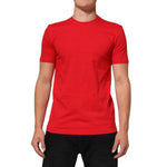 Dolce & Gabbana Red Goodluck 2023 Cotton Crew Neck T-shirt, featuring bold graphic print and classic style, made in Italy.